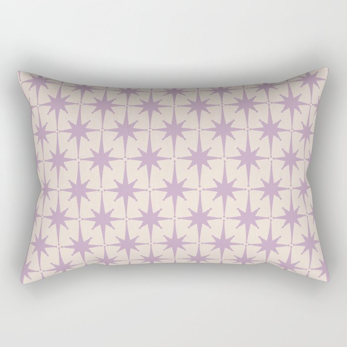 Midcentury Modern Atomic Starburst Pattern Lilac Cream Rectangular Pillow Gallery Image 1