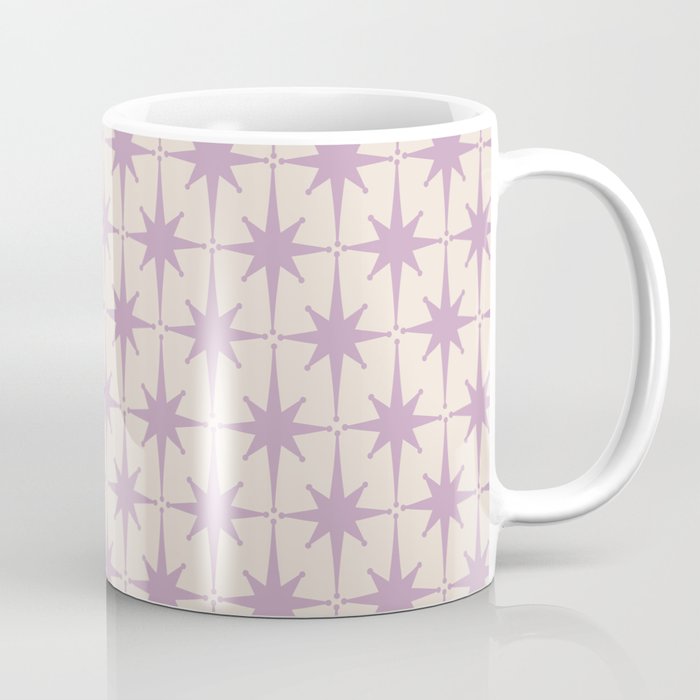 Midcentury Modern Atomic Starburst Pattern Lilac Cream Coffee Mug Gallery Image 1