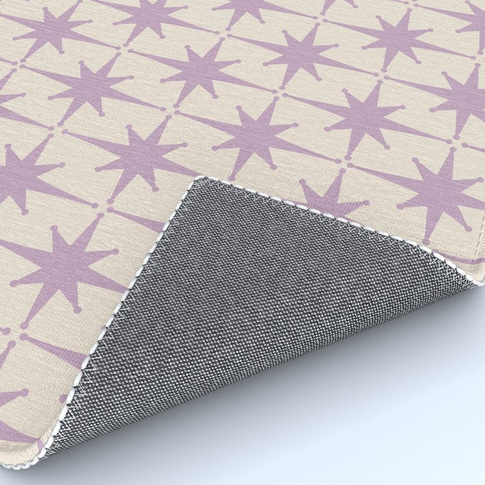 Midcentury Modern Atomic Starburst Pattern Lilac Cream Rug Gallery Image 4