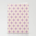 Midcentury Modern Atomic Starburst Pattern Lilac Cream Stationery Card Gallery Image 2