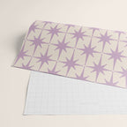 Midcentury Modern Atomic Starburst Pattern Lilac Cream Wrapping Paper Gallery Image 2