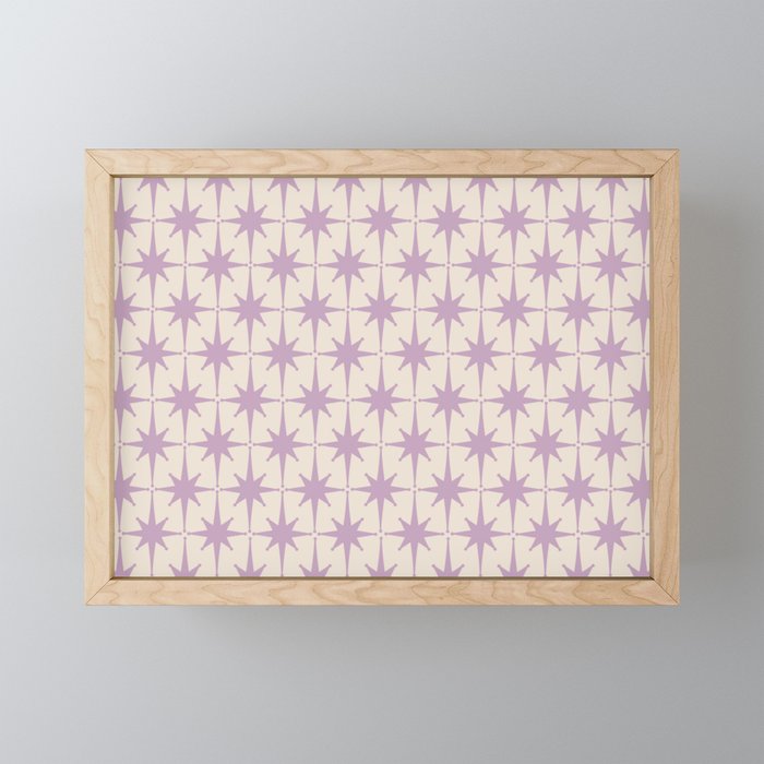 Midcentury Modern Atomic Starburst Pattern Lilac Cream Mini Art Print Gallery Image 1
