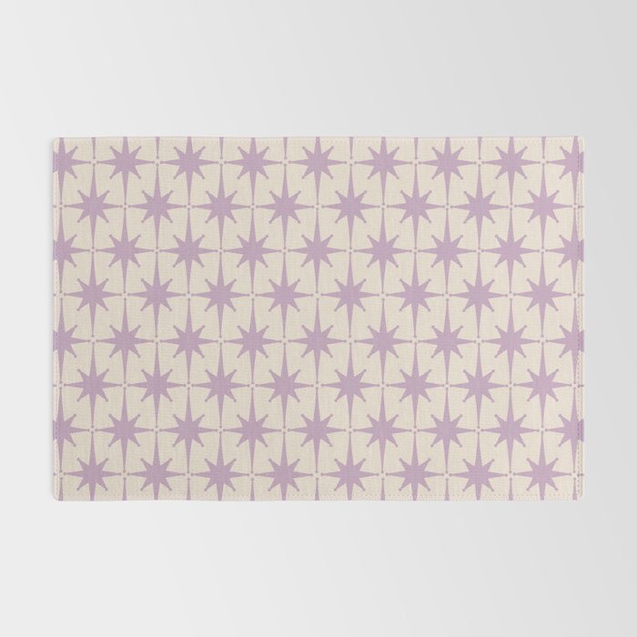 Midcentury Modern Atomic Starburst Pattern Lilac Cream Rug Gallery Image 2