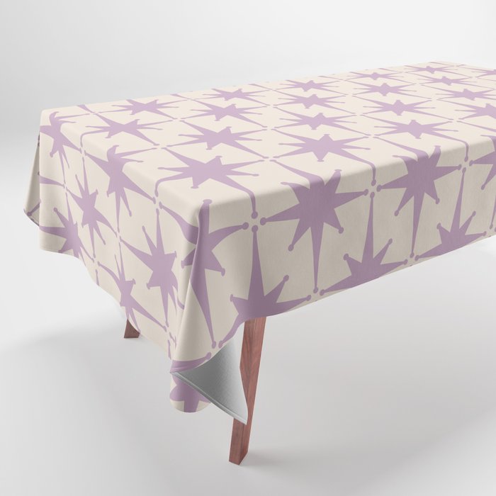 Midcentury Modern Atomic Starburst Pattern Lilac Cream Tablecloth Gallery Image 1