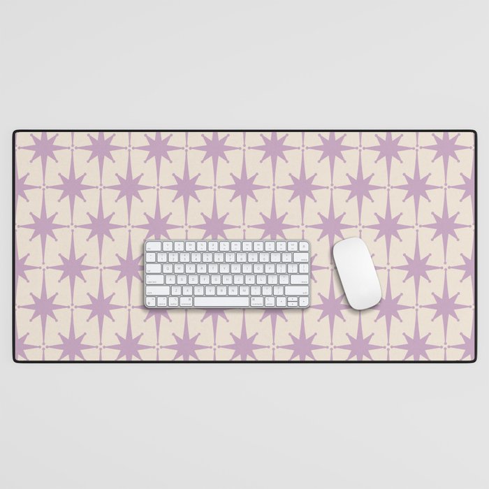 Midcentury Modern Atomic Starburst Pattern Lilac Cream Desk Mat Gallery Image 1