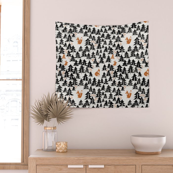Black Forest fox and hare Wall Tapestry Gallery Image 2