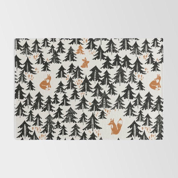 Black Forest fox and hare Rug Gallery Image 2