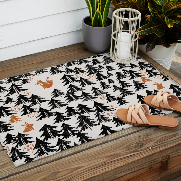 Black Forest fox and hare Outdoor Rug Gallery Image 2
