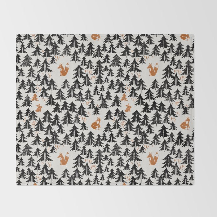 Black Forest fox and hare Throw Blanket Gallery Image 2