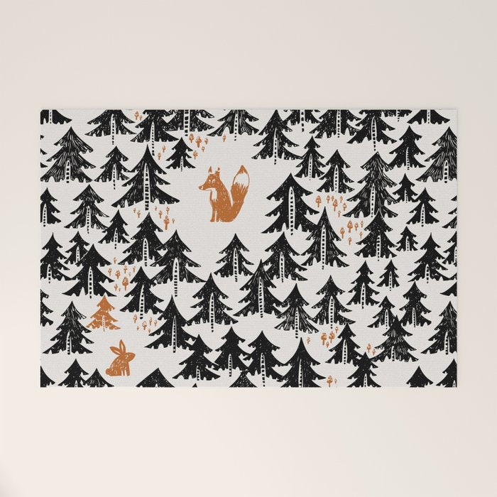 Black Forest fox and hare Welcome Mat Gallery Image 1