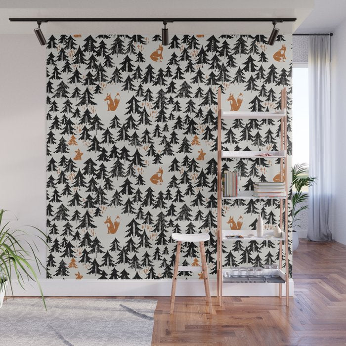 Black Forest fox and hare Wall Mural Gallery Image 1