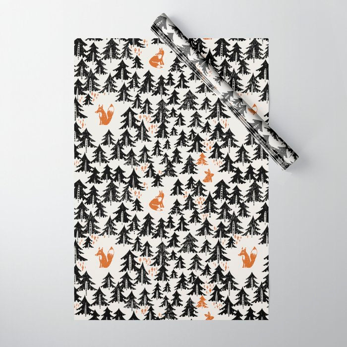 Black Forest fox and hare Wrapping Paper Gallery Image 1