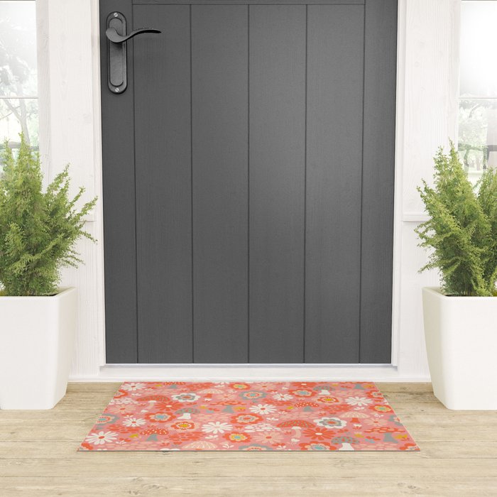 Wild Woodland Floral Mushrooms Welcome Mat Gallery Image 3