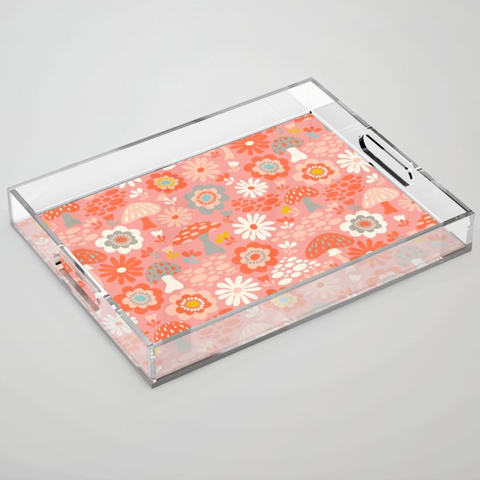 Wild Woodland Floral Mushrooms Acrylic Tray Gallery Image 1