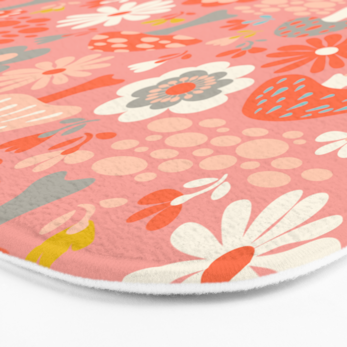Wild Woodland Floral Mushrooms Bath Mat Gallery Image 3