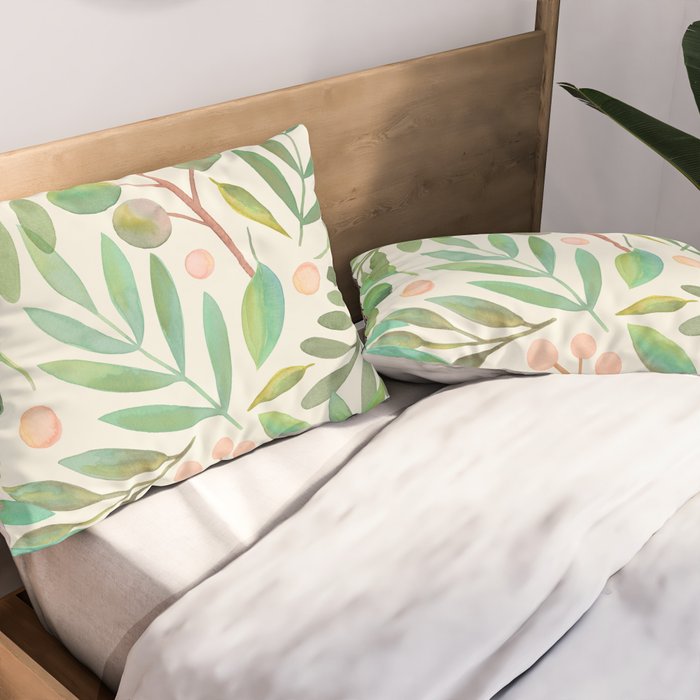 Watercolor Leaves I Pillow Sham Gallery Image 2