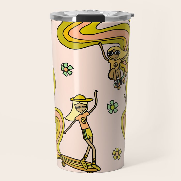 girl gang // dogtown and z girls // skateboard girl power by surfy birdy Travel Mug Gallery Image 1