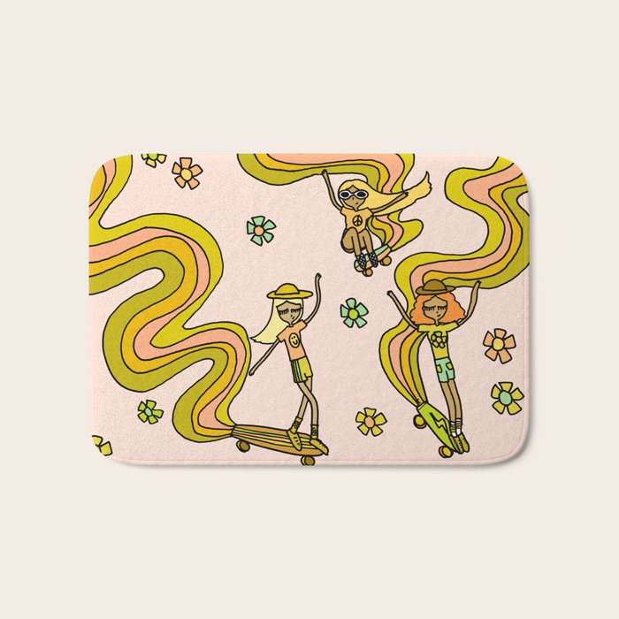 girl gang // dogtown and z girls // skateboard girl power by surfy birdy Bath Mat Gallery Image 1