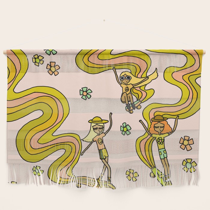 girl gang // dogtown and z girls // skateboard girl power by surfy birdy Wall Hanging Gallery Image 1