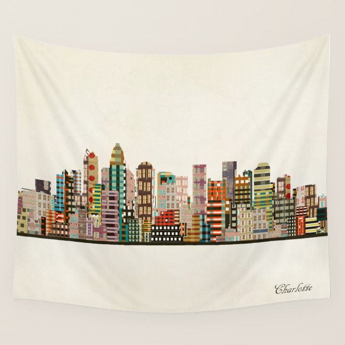 charlotte north carolina skyline Wall Tapestry Gallery Image 1
