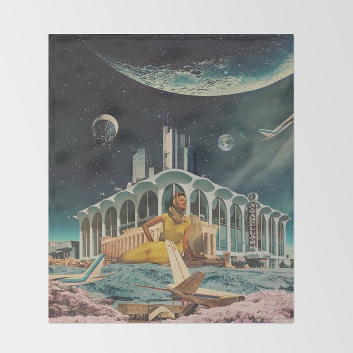 a Postcard from year 2345 Throw Blanket Gallery Image 2