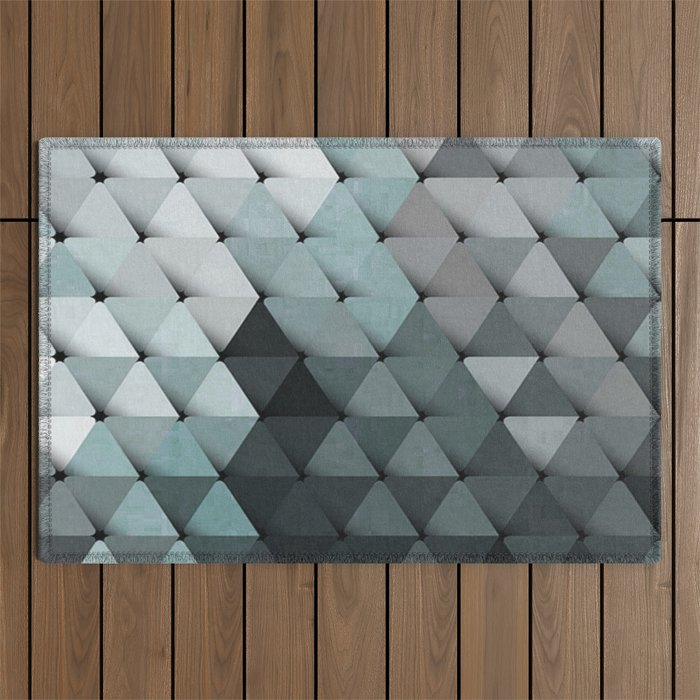 Triangles Teal Gray Outdoor Rug Gallery Image 1