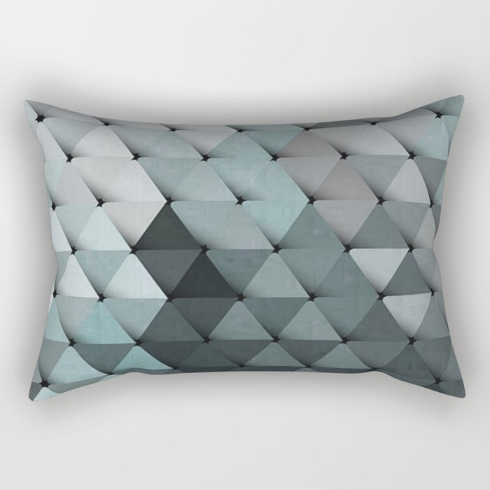 Triangles Teal Gray Rectangular Pillow
