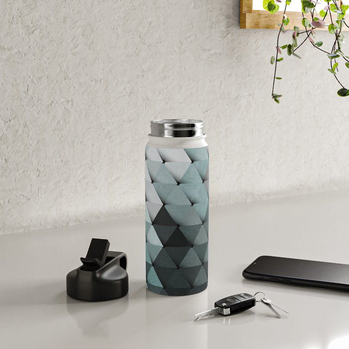 Triangles Teal Gray Water Bottle Gallery Image 4