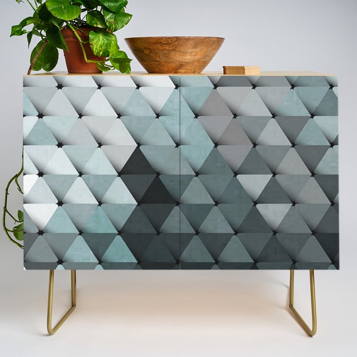 Triangles Teal Gray Credenza Gallery Image 1