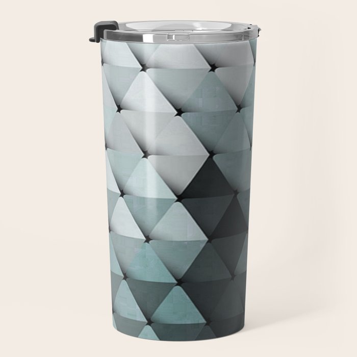 Triangles Teal Gray Travel Mug Gallery Image 3