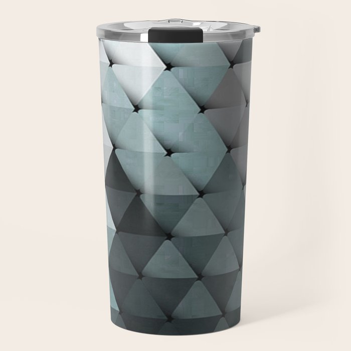 Triangles Teal Gray Travel Mug Gallery Image 1