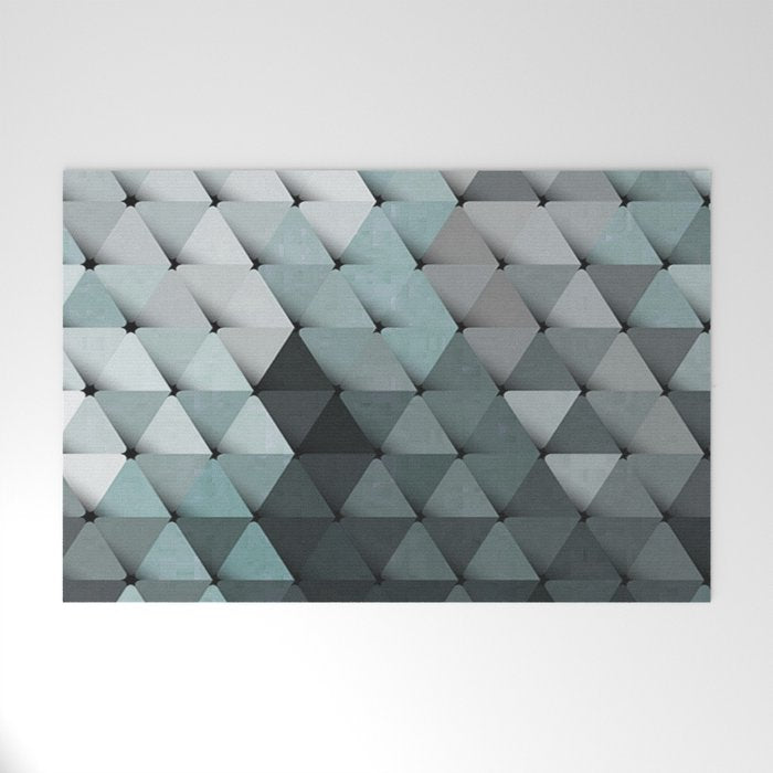 Triangles Teal Gray Welcome Mat Gallery Image 1
