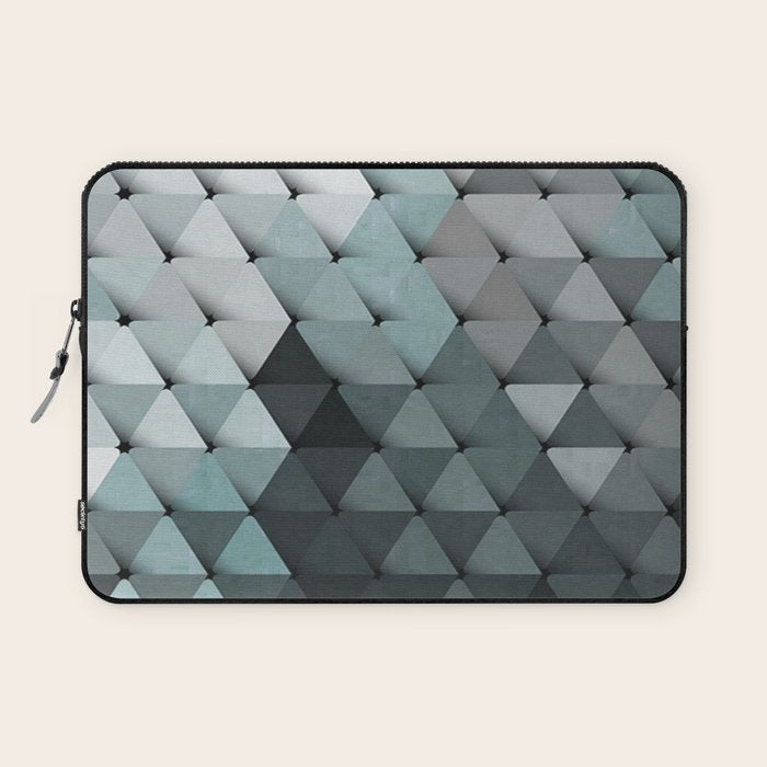 Triangles Teal Gray Laptop Sleeve Gallery Image 1