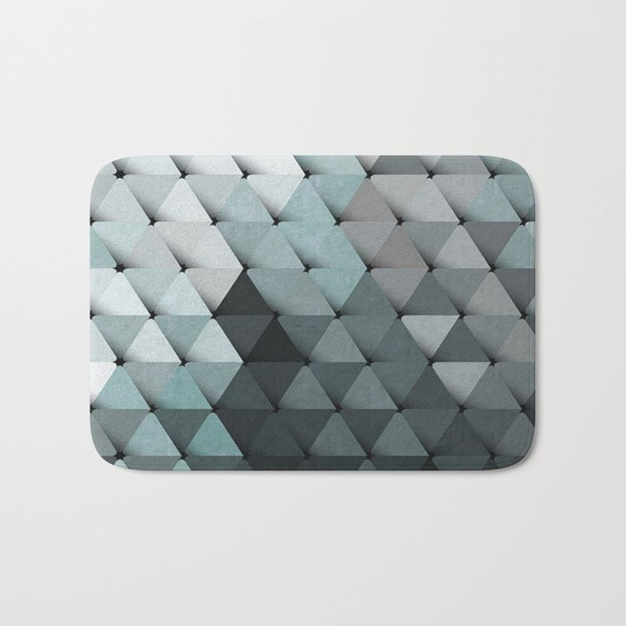 Triangles Teal Gray Bath Mat Gallery Image 1