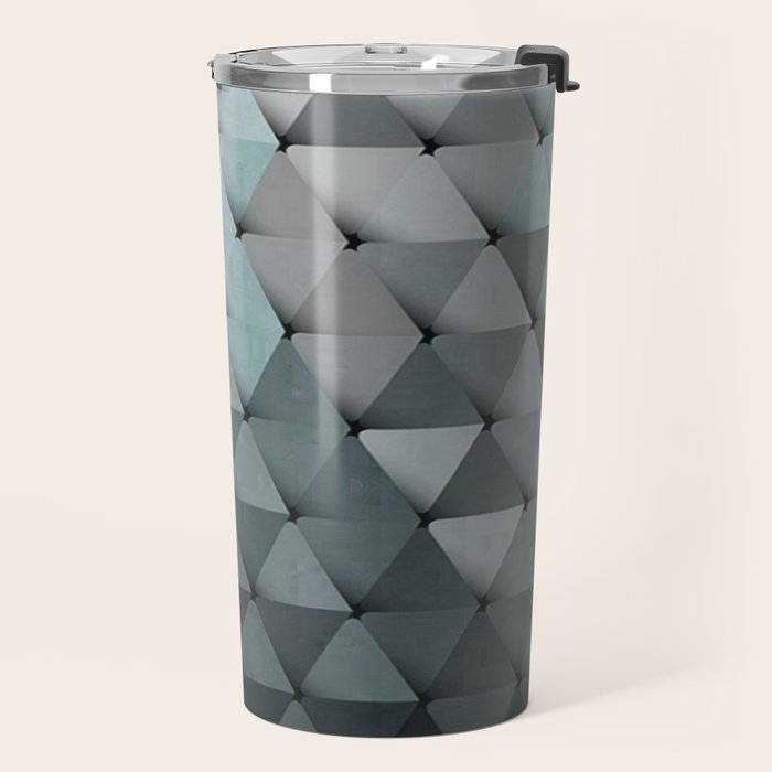 Triangles Teal Gray Travel Mug Gallery Image 2