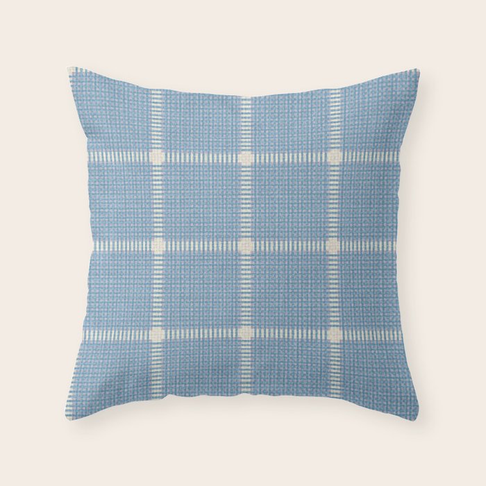 Woven Cross Check Seaside Blue x Cream x Lavender Throw Pillow Gallery Image 6