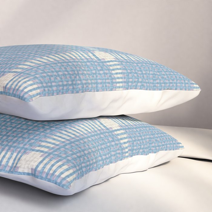 Woven Cross Check Seaside Blue x Cream x Lavender Pillow Sham Gallery Image 3