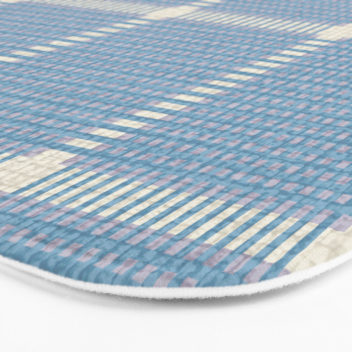 Woven Cross Check Seaside Blue x Cream x Lavender Bath Mat Gallery Image 3