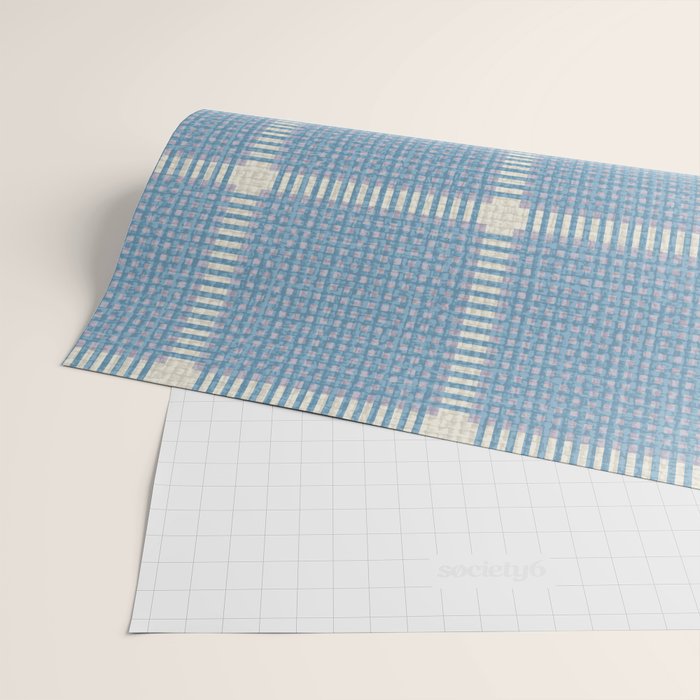 Woven Cross Check Seaside Blue x Cream x Lavender Wrapping Paper Gallery Image 2
