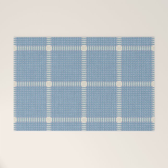Woven Cross Check Seaside Blue x Cream x Lavender Welcome Mat Gallery Image 1