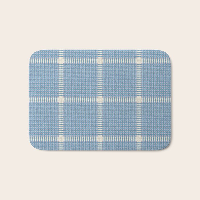 Woven Cross Check Seaside Blue x Cream x Lavender Bath Mat Gallery Image 1