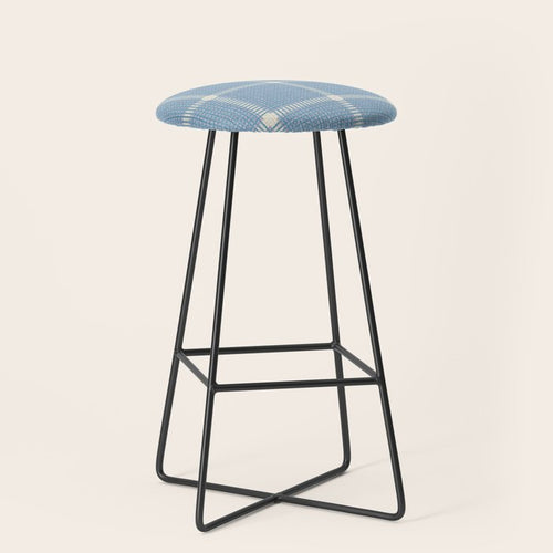 Woven Cross Check Seaside Blue X Cream X Lavender Stool Gallery Image 1