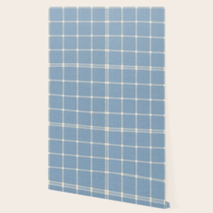 Woven Cross Check Seaside Blue x Cream x Lavender Wallpaper Gallery Image 2