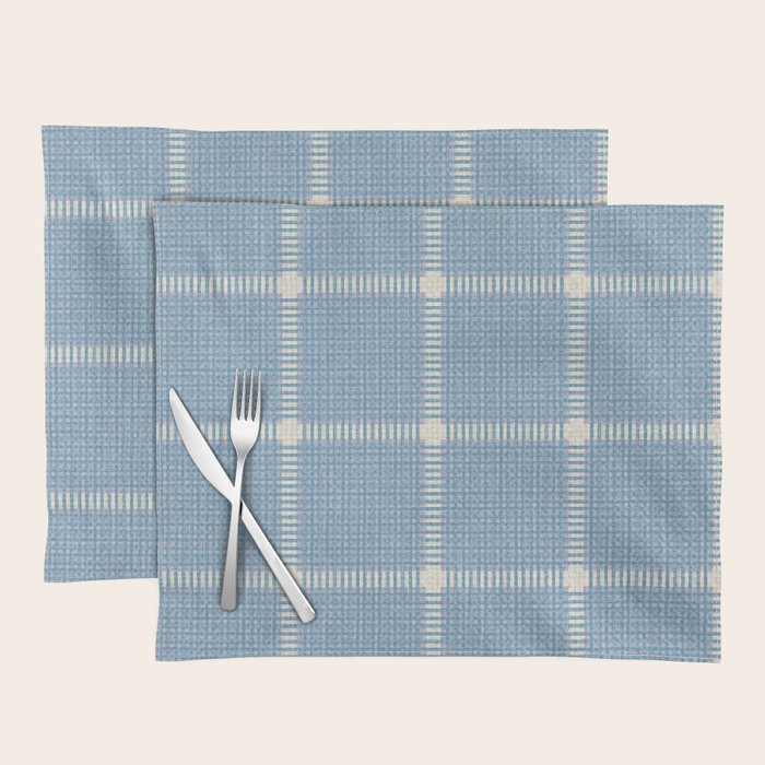 Woven Cross Check Seaside Blue x Cream x Lavender Placemat Gallery Image 1