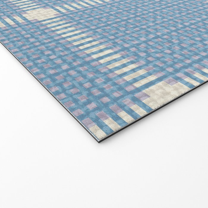 Woven Cross Check Seaside Blue x Cream x Lavender Welcome Mat Gallery Image 2