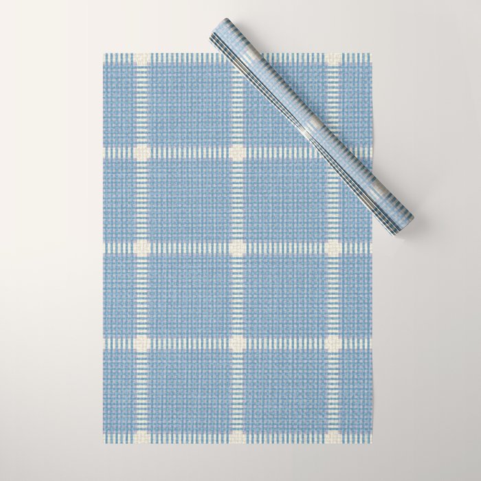 Woven Cross Check Seaside Blue x Cream x Lavender Wrapping Paper Gallery Image 1