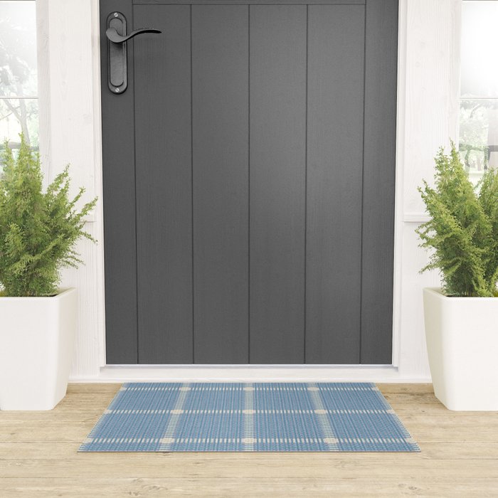 Woven Cross Check Seaside Blue x Cream x Lavender Welcome Mat Gallery Image 3