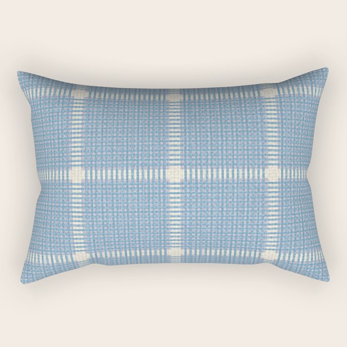 Woven Cross Check Seaside Blue x Cream x Lavender Rectangular Pillow Gallery Image 1