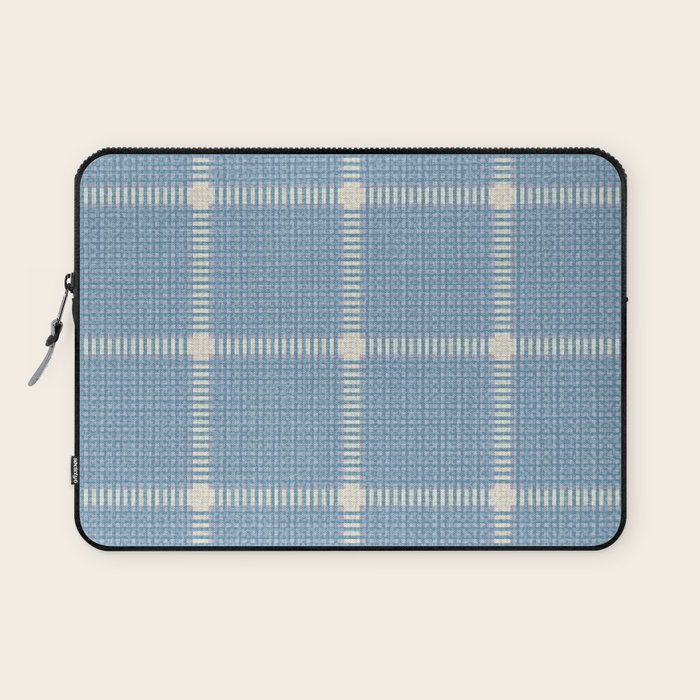Woven Cross Check Seaside Blue x Cream x Lavender Laptop Sleeve Gallery Image 1