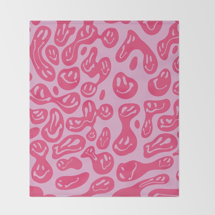 Hot Pink Dripping Smiley Throw Blanket Gallery Image 2